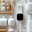 various wellness products like smartwatches, supplements, and diffusers laid out on a clean surface