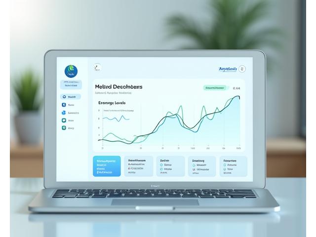 Interactive assessment interface preview with charts and a progress bar showing a person's wellness journey