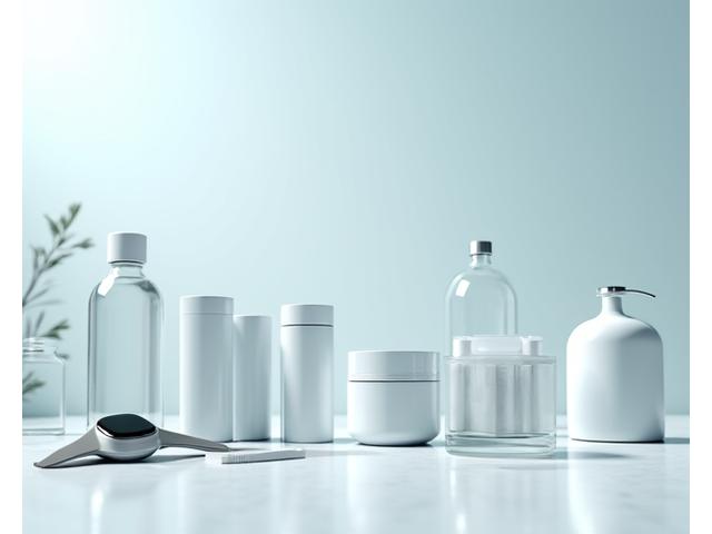 A diverse collection of wellness products, including smartwatches, elegant supplement bottles, and a sleek water filter, artfully arranged on a clean, light surface, against a subtle blue background, symbolizing informed choice and healthy living.
