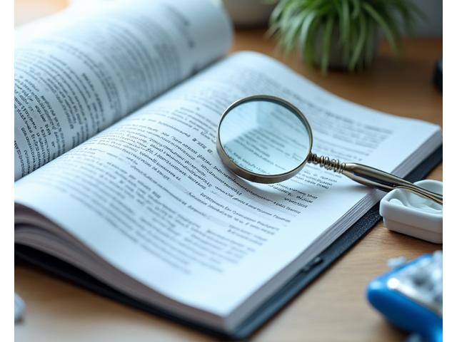 A scientific journal open to a research paper on nutritional science, with a magnifying glass over key data points.