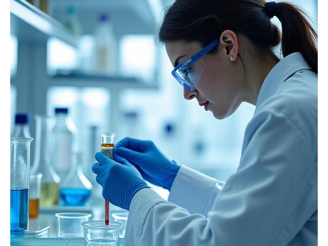 A lab technician examining a sample in a sterile environment, representing rigorous scientific testing.